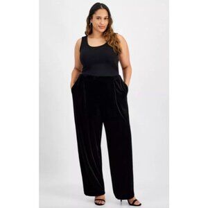Kasper Black Velvet Womens Pants size 2X Plus  Stretch Pull-On New $99